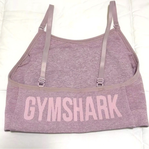 Gymshark FLEX Strappy Sports Bra Pink Logo Spellout Women's - Picture 1 of 6